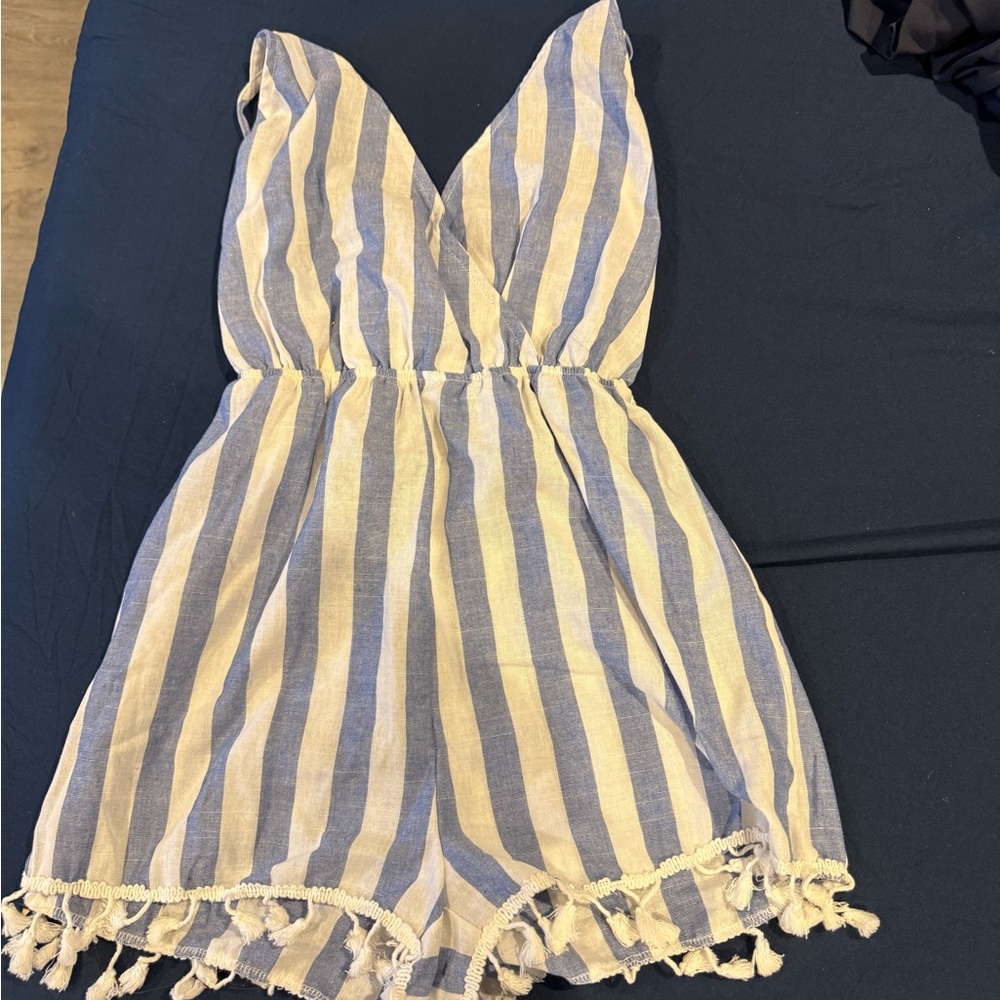 Striped Blue and white romper 

cover up material